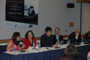 Panel: Christina Jiménez, Managing Director at United We Dream (UWD), Natalia Aristizábal, UWD Board Member, Kevin Kang, UWD Founding Board Member, Professor Michael Wishnie, William O. Douglas Clinical Professor, Yale Law School, New York Senator Gustavo Rivera