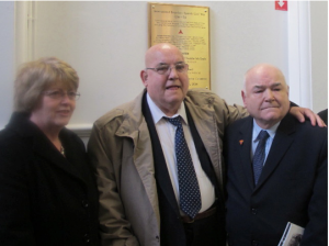 Tommy and Freddy McGrath and the niece of Bill Henry at the Unveiling of the International Brigade Commemoration Committee Plaque at the Shankill Road Library.