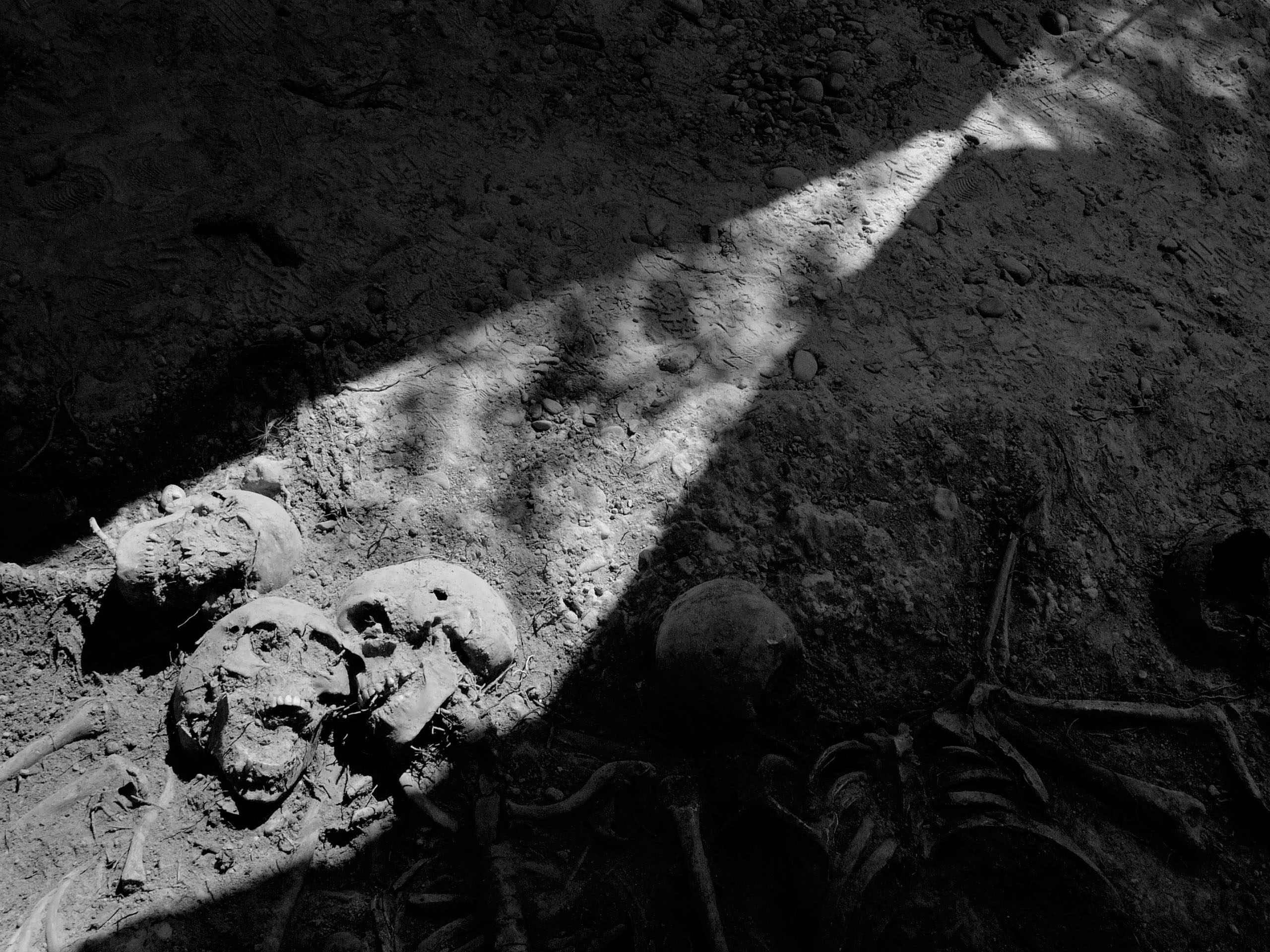 Villamayor de los Montes (Burgos), 2004. Exhumation of the remains of 46 individuals taken from the Burgos provincial prison on September 24, 1936, assassinated, and buried next to the road to Madrid. Photo Clemente Bernad. From Desvelados.