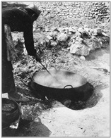 Field Kitchen - Kitchen Frying Hamburgers, L-W, near Huesca, Box 1, Folder 11, 177_185042 (ALBA Photo 177, International Brigades Archives, Moscow: Selected Images, Folder 185, 58th BN in Operations for the Republican Army in Spain, 1937-1938.
