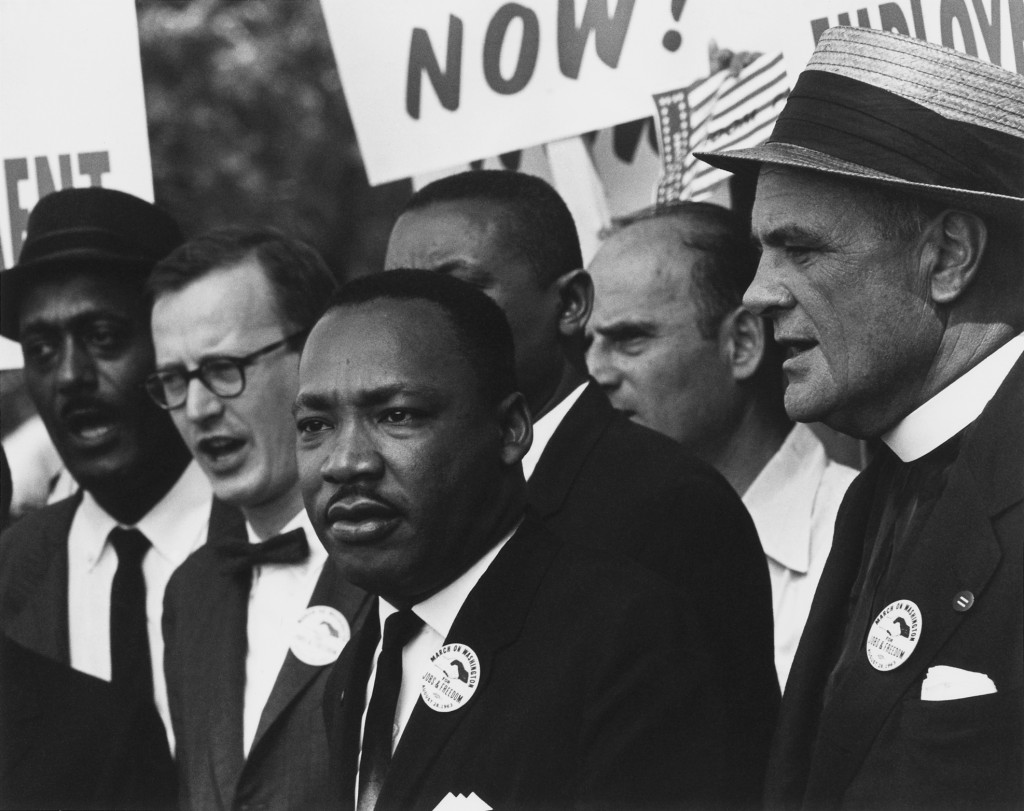 Dr. Martin Luther King Jr. and Matthew Ahmann at the 1963 Civil Rights March on Washington, D.C. Photo Rowland Scherman. U.S. National Archives and Records Administration. Public domain.